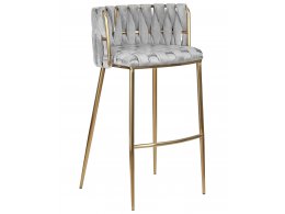 Стул барный DOBRIN EMMA GOLD, светло-серый велюр (135-37)
