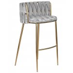 Стул барный DOBRIN EMMA GOLD, светло-серый велюр (135-37)