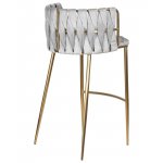 Стул барный DOBRIN EMMA GOLD, светло-серый велюр (135-37)
