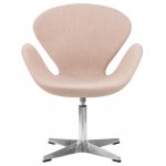 Кресло дизайнерское DOBRIN SWAN, бежевая ткань IF1, алюминиевое основание