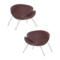 Набор 2 шт Кресло дизайнерское DOBRIN EMILY, коричневый винил YP5, хромированная сталь