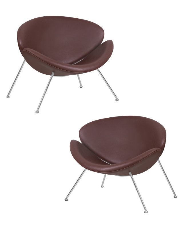 Набор 2 шт Кресло дизайнерское DOBRIN EMILY, коричневый винил YP5, хромированная сталь