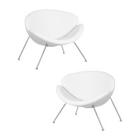 Набор 2 шт Кресло дизайнерское DOBRIN EMILY, белый винил YP17, хромированная сталь