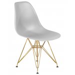 Стул обеденный DOBRIN DSR, ножки золотые, цвет светло-серый (GR-01)