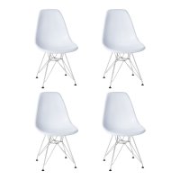 Набор 4 шт Стул обеденный DOBRIN DSR, ножки хром, цвет белый (W-02)