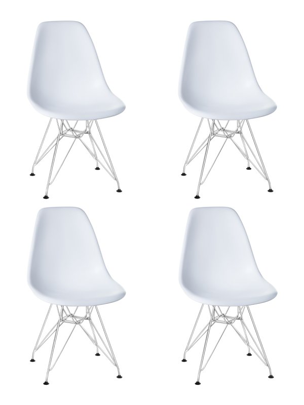 Набор 4 шт Стул обеденный DOBRIN DSR, ножки хром, цвет белый (W-02)