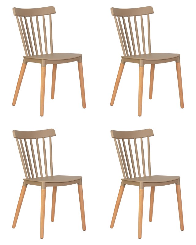 Набор 4 шт Стул обеденный DOBRIN THEO, ножки светлый бук, цвет бежевый (GR-03)