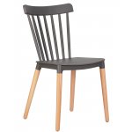 Набор 4 шт Стул обеденный DOBRIN THEO, ножки светлый бук, цвет темно-серый (GR-04)