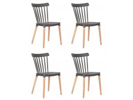 Набор 4 шт Стул обеденный DOBRIN THEO, ножки светлый бук, цвет темно-серый (GR-04)