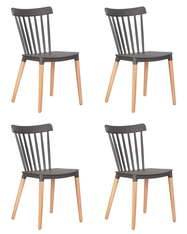 Набор 4 шт Стул обеденный DOBRIN THEO, ножки светлый бук, цвет темно-серый (GR-04)