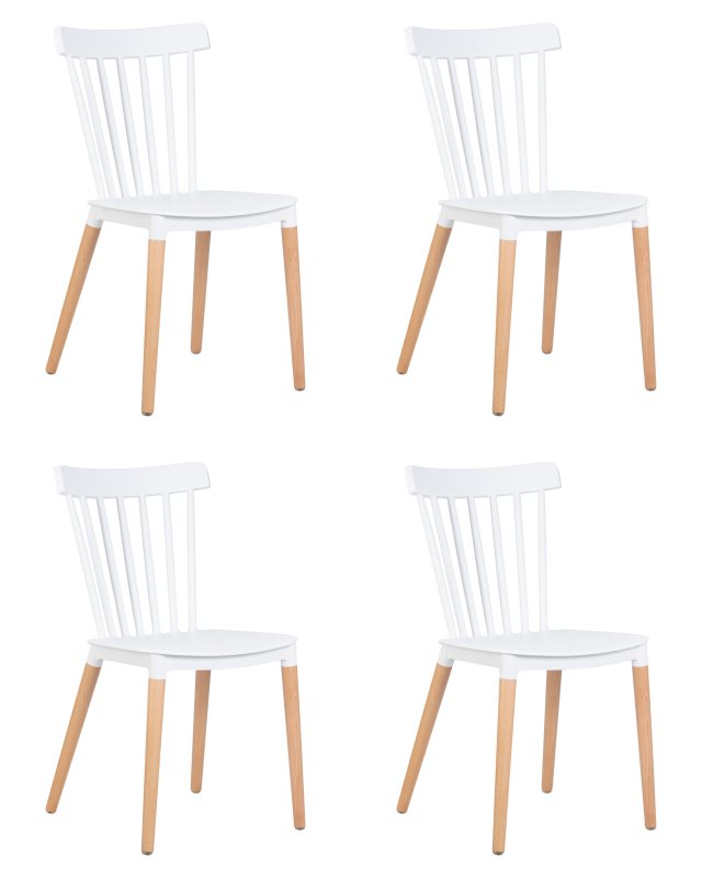 Набор 4 шт Стул обеденный DOBRIN THEO, ножки светлый бук, цвет белый (W-02)
