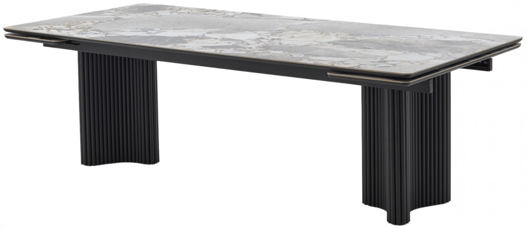 Стол АДАЖИО 240 (320) см MINERAL STONE NATURAL, керамика / Черный каркас М-City