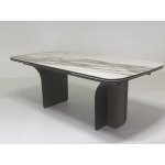 Стол INGERMAN 200 KARAKATA BROWN, керамика на стекле / Темно-серый металл+ шпон,  каркас, ®DISAUR