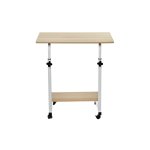Стол многофункциональный на колесах, 60x40 см, «РОЛЛ», 2 ножки, регул.высота, мдф, металл, св. дерево, белый
