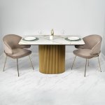 Стол Festa 140x85x77см, керамогранит Calacatte gold мрамор