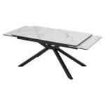 Стол ТАНГО 160 CALACATTA GOLD , керамика / Черный каркас, М-City