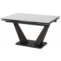 Стол ВИРДЖИНИЯ 140 MATTE БЕЛЫЙ МРАМОР, керамика / ЛЕСНОЙ ОРЕХ, ЧЕРНЫЙ, М-City