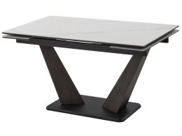 Стол ВИРДЖИНИЯ 140 MATTE БЕЛЫЙ МРАМОР, керамика / ЛЕСНОЙ ОРЕХ, ЧЕРНЫЙ, М-City