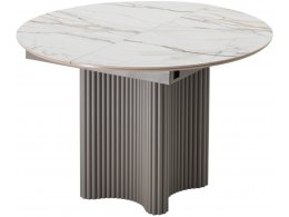 Стол АДАЖИО 115 КРУГЛЫЙ GILT WHITE, керамика / Латте каркас М-City