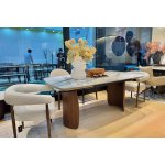 Стол ВЕСТБЕРГ (WESTBERG) 180 КАЛАКАТТА (GLOSS CALACATTA GOLD SOLID CERAMIC) / Орех натур, ®DISAUR