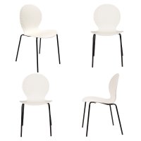 Комплект из 4-х стульев Wave белый с черными ножками