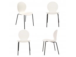 Комплект из 4-х стульев Wave белый с черными ножками