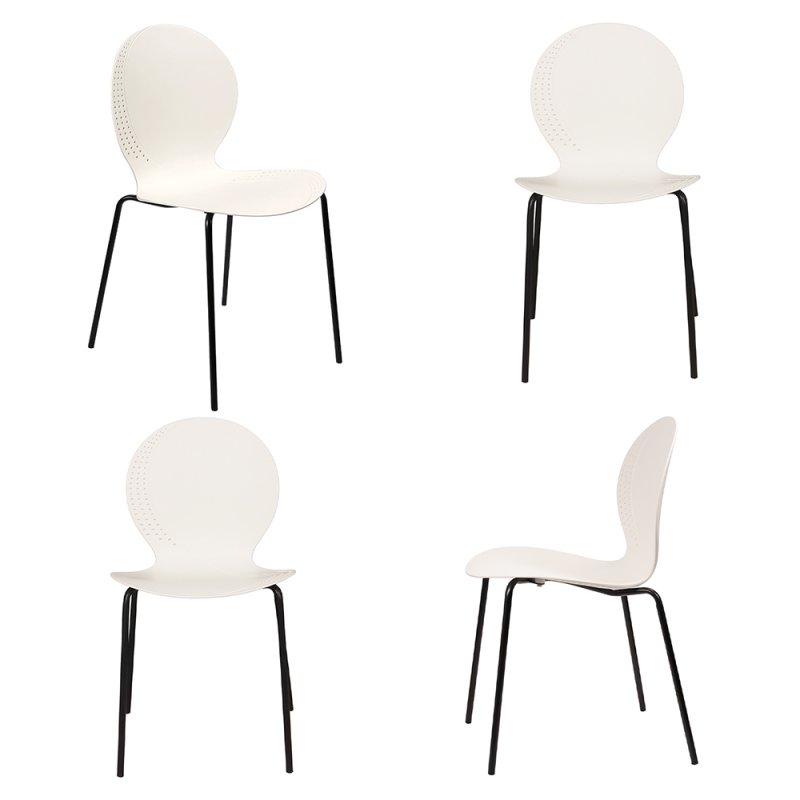 Комплект из 4-х стульев Wave белый с черными ножками