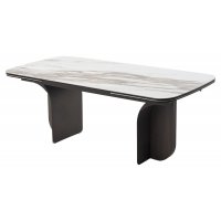 Стол INGERMAN 200 KARAKATA BROWN, керамика на стекле / Темно-серый металл+ шпон,  каркас, ®DISAUR