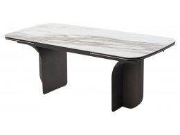 Стол INGERMAN 200 KARAKATA BROWN, керамика на стекле / Темно-серый металл+ шпон,  каркас, ®DISAUR