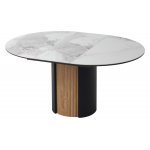 Стол БАТИСТ 115 с подстветкой PANDORA LIGHT, керамика / ДУБ АМЕРИКАНСКИЙ, ЧЕРНЫЙ каркас М-City