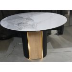 Стол БАТИСТ 115 с подстветкой PANDORA LIGHT, керамика / ДУБ АМЕРИКАНСКИЙ, ЧЕРНЫЙ каркас М-City