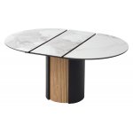 Стол БАТИСТ 115 с подстветкой PANDORA LIGHT, керамика / ДУБ АМЕРИКАНСКИЙ, ЧЕРНЫЙ каркас М-City