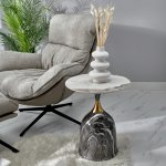 Кофейный столик Stupa диам.40см x 54см, серый мрамор, металл, керамика