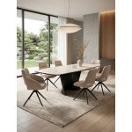 Стул АНДЕРС (ANDERS) 360 град, цвет БЕЖЕВЫЙ EYELASH -120 фактурный шенилл / ЧЕРНЫЙ каркас, ®DISAUR