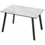 Стол ТИК ТАК 120  Белый мрамор активный, керамика / Черный каркас М-City