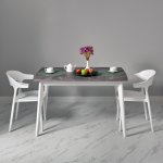 Стол Oslo раскладной 120-160x80x76см, Мрамор Сиена, белый Стол Oslo раскладной 120-160x80x76см, Мрамор Сиена, белый