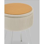 Пуф Астор бежевый серебряные ножки