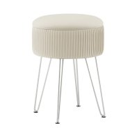 Пуф Астор бежевый серебряные ножки