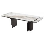 Стол INGERMAN 200 KARAKATA BROWN, керамика на стекле / Темно-серый металл+ шпон,  каркас, ®DISAUR