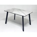 Стол ТИК ТАК 120  Белый мрамор активный, керамика / Черный каркас М-City