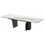 Стол INGERMAN 200 KARAKATA BROWN, керамика на стекле / Темно-серый металл+ шпон,  каркас, ®DISAUR