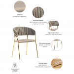 Комплект из 2-х стульев Turin латте, золотые ножки