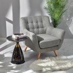 Кофейный столик Secret диам.40см x 54см, чёрный мрамор, металл, керамика