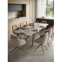 Стол КОСТА (COSTA) 180 ТРАВЕРТИН (MATTE SPANISH TRAVERTINE) керамика/ Латте / Орех натур, ®DISAUR