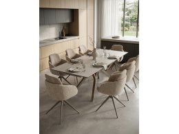 Стол КОСТА (COSTA) 180 ТРАВЕРТИН (MATTE SPANISH TRAVERTINE) керамика/ Латте / Орех натур, ®DISAUR