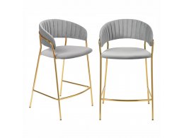 Комплект из 2-х стульев полубарных Turin серый с золотыми ножками