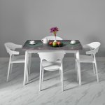 Стол Oslo раскладной 120-160x80x76см, Мрамор Сиена, белый Стол Oslo раскладной 120-160x80x76см, Мрамор Сиена, белый