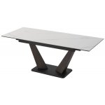 Стол ВИРДЖИНИЯ 140 MATTE БЕЛЫЙ МРАМОР, керамика / ЛЕСНОЙ ОРЕХ, ЧЕРНЫЙ, М-City