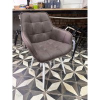 Стул СОЛИС 360 град. поворот.  Федерика Шоколад, иск.замша / черный каркас, М-City