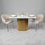 Стул-полукресло Emil кремовый с золотыми ножками Стул-полукресло Emil кремовый с золотыми ножками